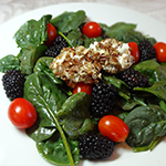 Blackberry Spinach Salad with Goat Cheese Medallions